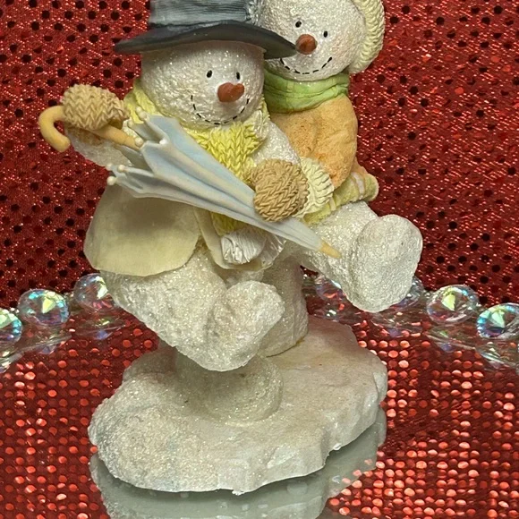 Russ Snowman Couple Figurine - Cream and Tan Approx. 7” - Picture 9 of 11